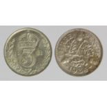 Threepences (2) George V: 1921 and 1934 GEF