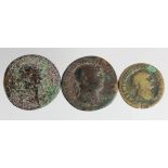 Trajan brass sestertius, reverse:- Looks to be Pax enthroned not as stated on ticket 'Ceres stg.