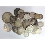 GB Silver (52) 17th to 20thC, mostly Shillings to Threepences, mixed grade, some damaged/holed.