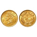 USA gold Dollar 1873 (open 3) GVF