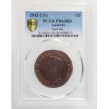 Australia Penny 1943 Bombay re-strike proof issue. PCGS slabbed as PR63RB. (very rare)