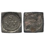 Coin Weight, copper d.15.6mm. Obverse: S above XX. Reverse: 'With, out, grains' in three lines,