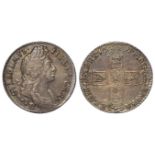 Shilling 1697 B, Bristol Mint, first but, S.3498, toned VF, weak on top crown rev.