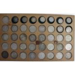 Netherlands Silver Coins (40) in a home-made wooden tray, 20thC, mostly crown-size, mixed grade.