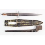 Bayonet and Knife - a No.4 MKII Spike Bayonet in it's steel scabbard (GC) plus a 3rd Pattern post
