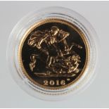 Half Sovereign 2016 BU in a hard plastic capsule