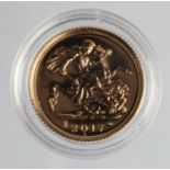 Half Sovereign 2017 BU in a hard plastic capsule