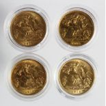 Half Sovereigns (4) 1912, 13, 14 & 1915. EF - GEF in hard plastic capsues