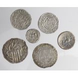 European mediaeval silver pieces x 4 and Far East x 2, mostly VF [6]