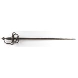 Victorian copy of a 16th century Rapier with straight fuller blade, swept scroll hilt with wire