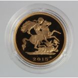 Half Sovereign 2015 Proof FDC in a hard plastic capsule