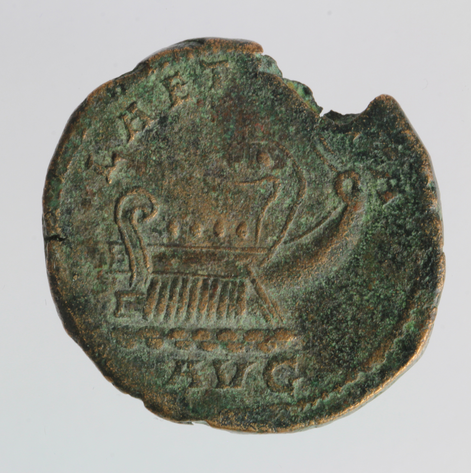 Postumus 259-268 A.D. sestertius featuring Roman Galley, S.3042, Fine, reverse better, on a mis- - Image 2 of 2