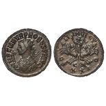 Probus billon antoninianus, Cyzicus Mint 280 AD. Reverse reads: SOLI INVICTO. Sol in facing