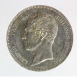 Belgium silver 5 Francs 1850, dot above date, KM# 17, EF