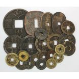 China & Japan (23) Cash coins including large denominations and charms.