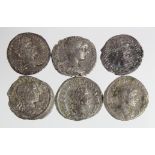 Roman Imperial silver denarii all of emperors, average GF to VF [6]