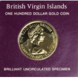 British Virgin Islands Gold 100 Dollars 1975 BU with packaging (0.2054 troy oz AGW)