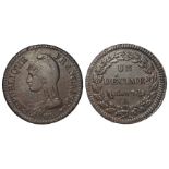 France, copper Decime L'An 7A - Paris (1798-1799) KM# 644.1, GVF (much better than usual)