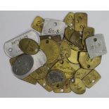 Mining Checks (41) brass and aluminium, many different types; an unusual one noted: 'MR TOOTLE H M