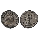 Tacitus billon antoninianus, Rome Mint 275-276 AD. Reverse: Salus standing left feeding snake