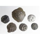 Ancient pieces mostly copper, plus a silver drachm of Alexander III, F a bronze of Sidon,