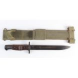 Knife: A good WW2 U.S. fighting knife made from a P17 Bayonet Bowie type blade 8" in a drab green
