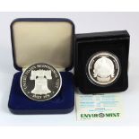 Commemorative Medals (2): HM QEII United States Bicentennial Visit 1976 hallmarked sterling silver