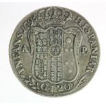 Italian State Naples & Sicily silver Piastra of 120 Grana 1798 P//A-P, C#66b, nVF