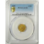 USA gold Dollar 1853 slabbed PCGS AU53