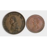 Tokens (2) Wellington Victories in Spain Halfpenny 1811 EF with lustre, and Wellington & Erin Go