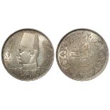 Egypt, King Farouk silver 20 Piastres AH1358 (1939 AD), KM# 368, GEF