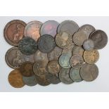 GB Copper & Bronze (29) 18th to 20thC assortment, mixed grade from circulation.