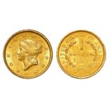 USA gold Dollar 1850 VF a little weak reverse centre