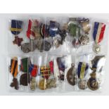 Tub of various non military medals, school medals, Masonic medals, temperance, etc. (approx 19)