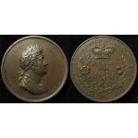 British Commemorative Medal, bronze d.47mm: Coronation of George IV 1821, a scarce unofficial type