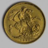 Sovereign 1895M, Melbourne Mint, Australia, S.3875, GVF