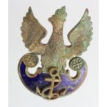 WW2 Polish Naval Officers Enamelled Cap Badge.