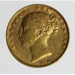 Sovereign 1874M, shieldback, Melbourne Mint, Australia, S.3854, VF