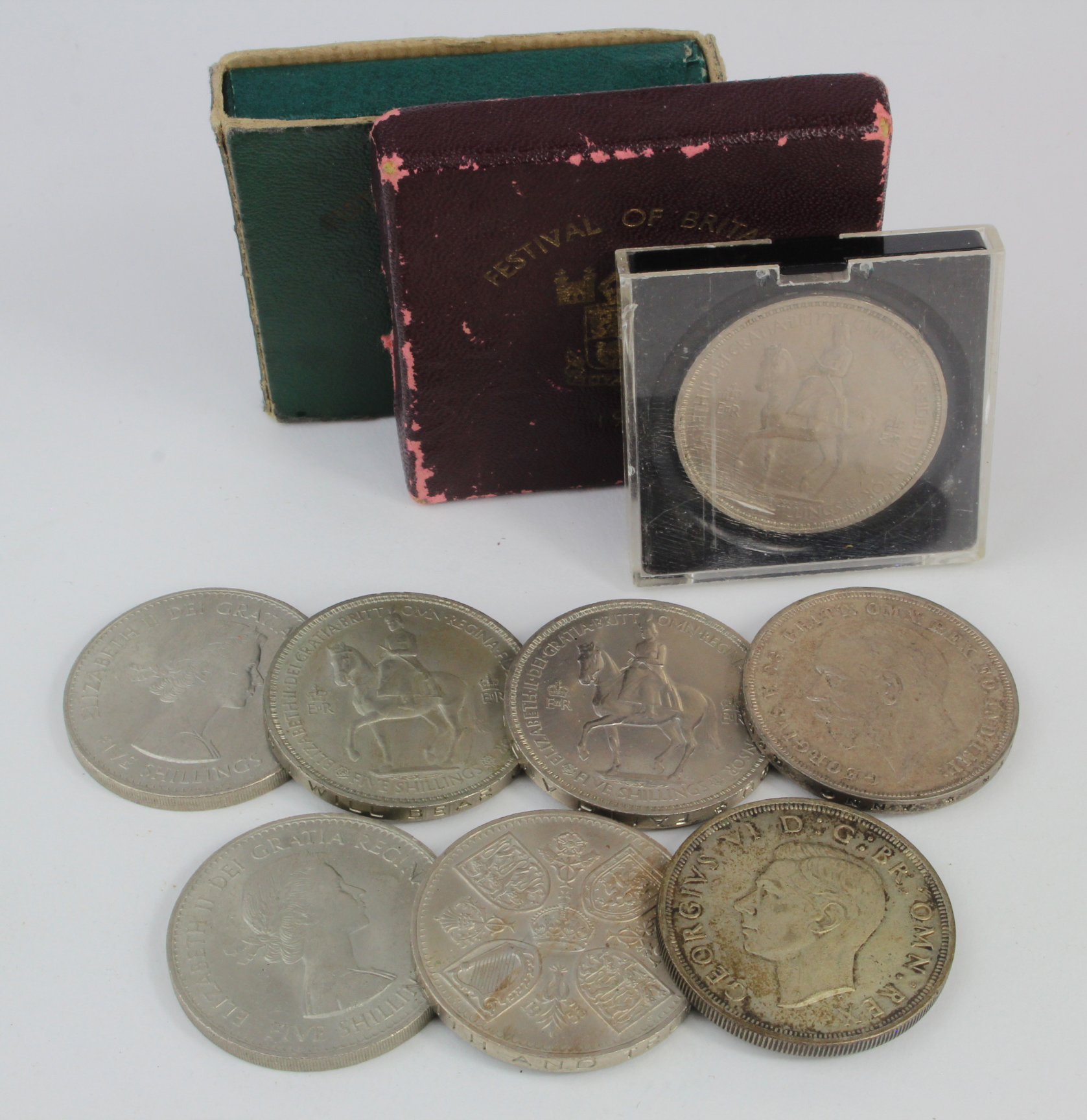 GB Crowns (10) various mid-20thC including silver 1935 and 1937.