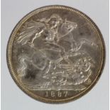 Crown 1887 lightly toned GEF, a few surface marks.