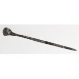 Roman Empire, bronze hair pin, straight, approx. 4.25'', finial in the form of a Roman ladies