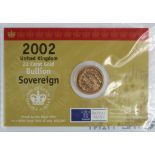 Sovereign 2002 BU in the Royal Mint card