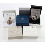 GB Silver Proof Five Pounds: 2011 Royal Wedding, 2012 Queen's Diamond Jubilee, Royal Birth 2013,