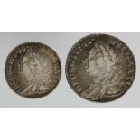 George II Silver (2): Shilling 1758 VF, and Sixpence 1757 VF