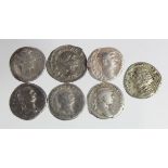 Ancient silvers, Roman Republican denarius, with bankers marks, F, 4 x denarii of early Roman