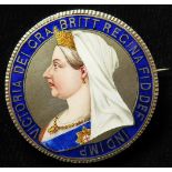 Enameled Coin: GB, Queen Victoria veiled head Crown 1895 LIX, attractively enameled obverse
