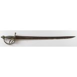 18th century British Infantry sword with brass hilt, stamped on the guard M. Huntington.