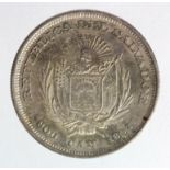 El Salvador silver Peso 1893 C.A.M., KM# 115.1, EF, light scratches.