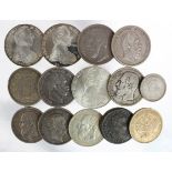 World Coins (14) 19th-20thC including crown-size silver, noted: Japan Yen yr 22 (1889) VF edge