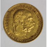 Austria gold 10 Corona 1905, KM# 2805, nEF (0.0980 troy oz AGW)